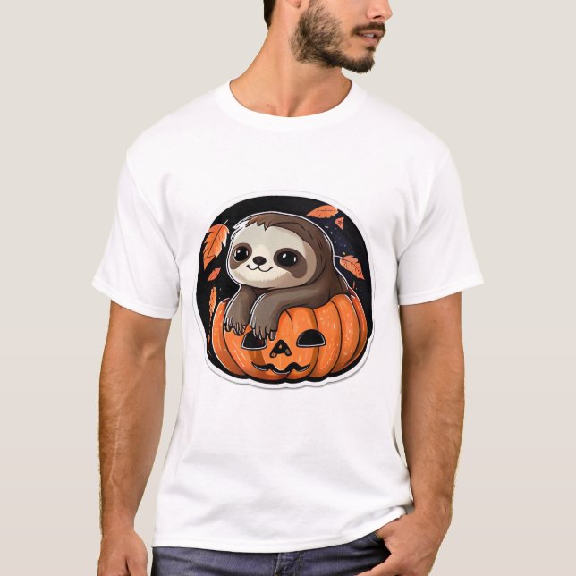 sloth pumpkin Halloween sticker Oversized T-Shirt (Vorderseite)