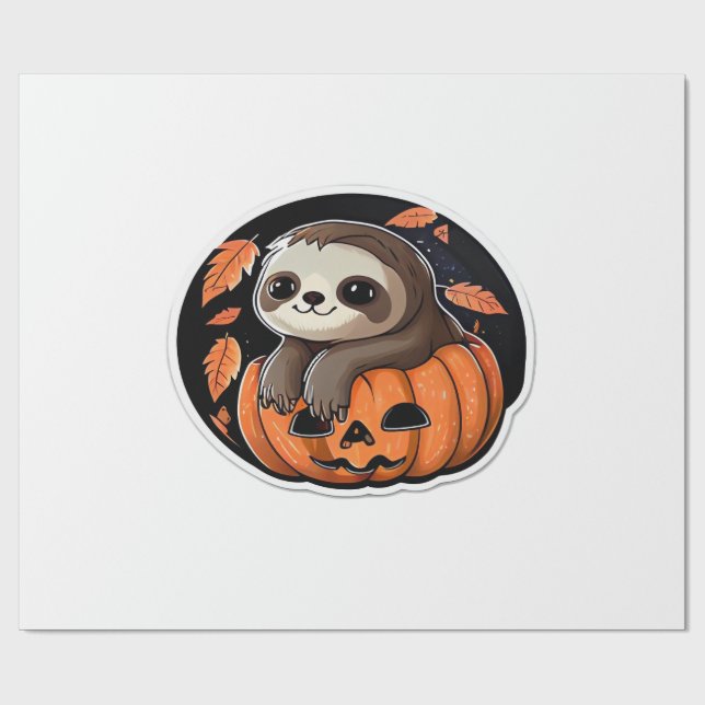 sloth pumpkin Halloween sticker Oversized T-Shirt Geschenkpapier (Flach)