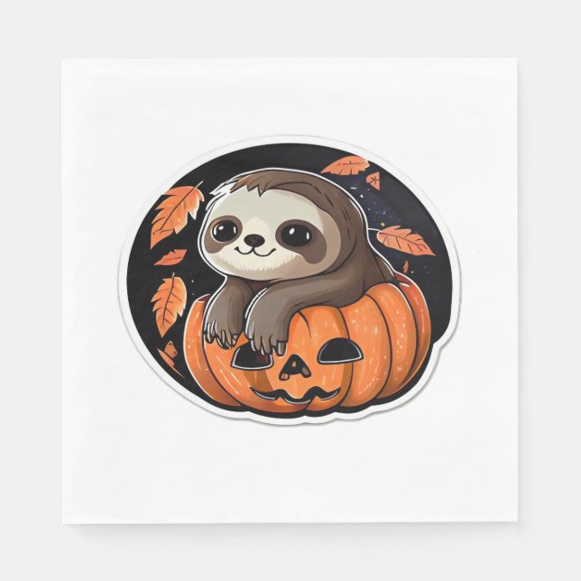 sloth pumpkin Halloween sticker Oversized T-Shirt Serviette (Vorderseite)