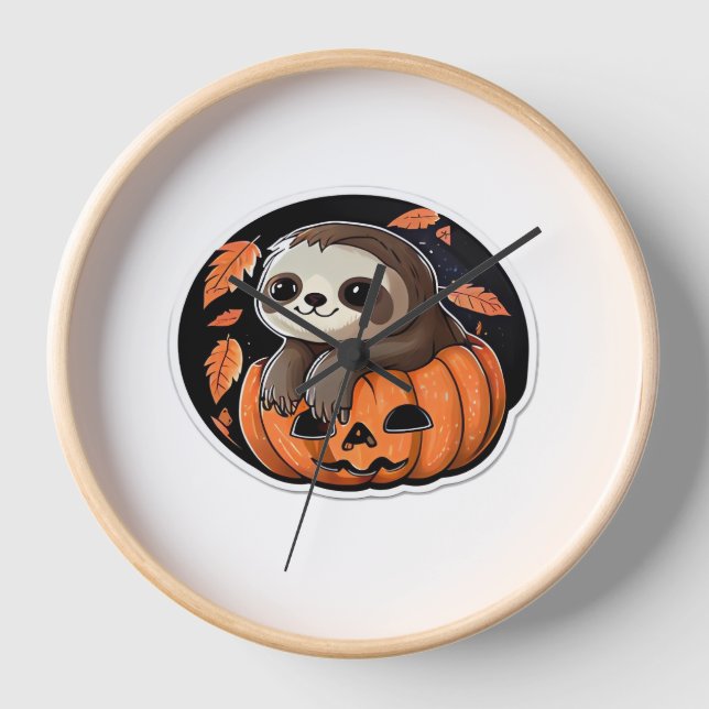 sloth pumpkin Halloween sticker Oversized T-Shirt Uhr (Vorderseite)