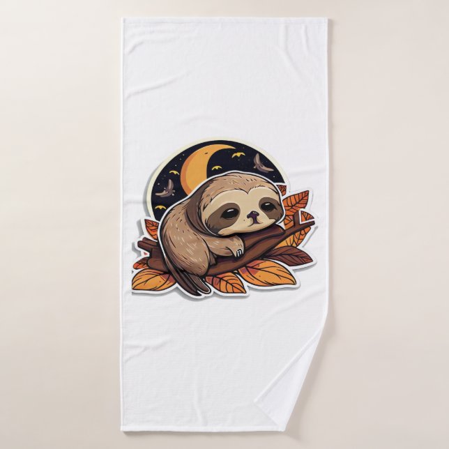sloth pumpkin Halloween sticker style 2 Classic T- Badehandtuch (Badehandtuch)