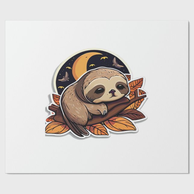 sloth pumpkin Halloween sticker style 2 Classic T- Geschenkpapier (Flach)