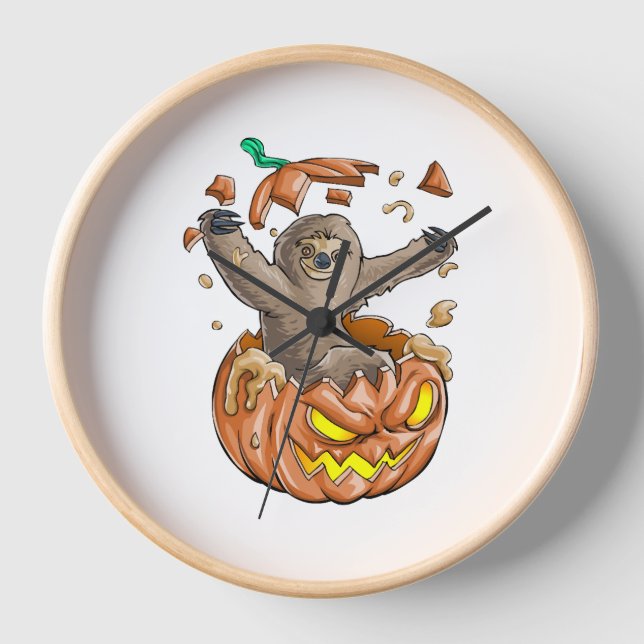 Sloth Pumpkin Halloween Uhr (Vorderseite)