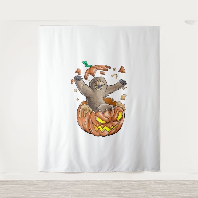 Sloth Pumpkin Halloween Wandteppich (Vorderseite)
