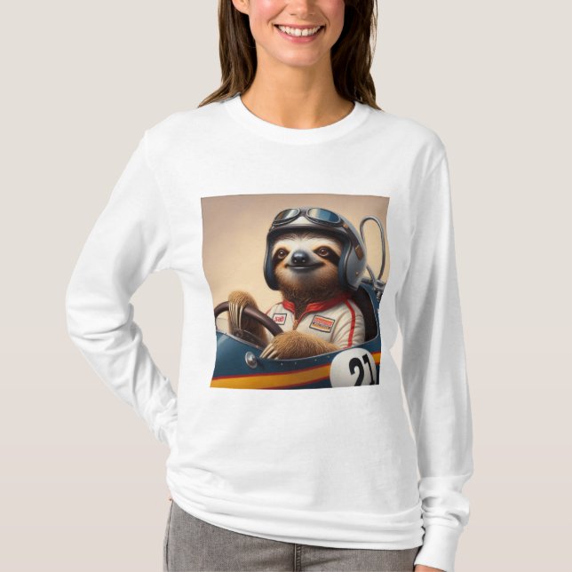 Sloth Racecar Treiber T-Shirt (Vorderseite)