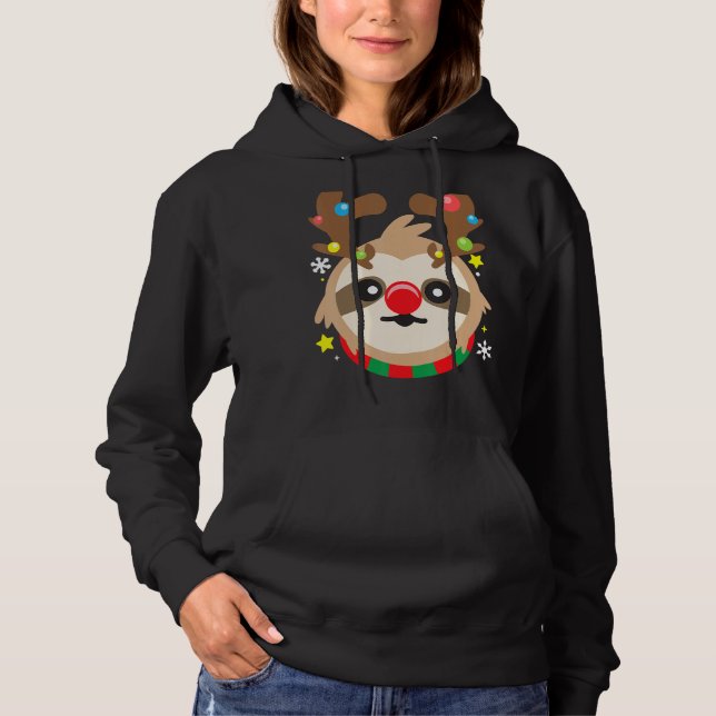 Sloth Reindeer Funny Niedlich Weihnachten Hoodie (Vorderseite)