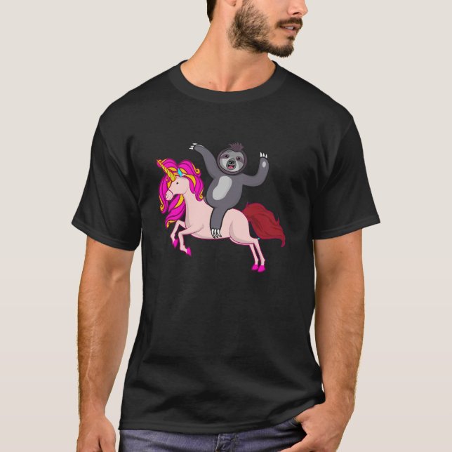 Sloth-Reitunicorn-lustiger TierT - Shirt (Vorderseite)