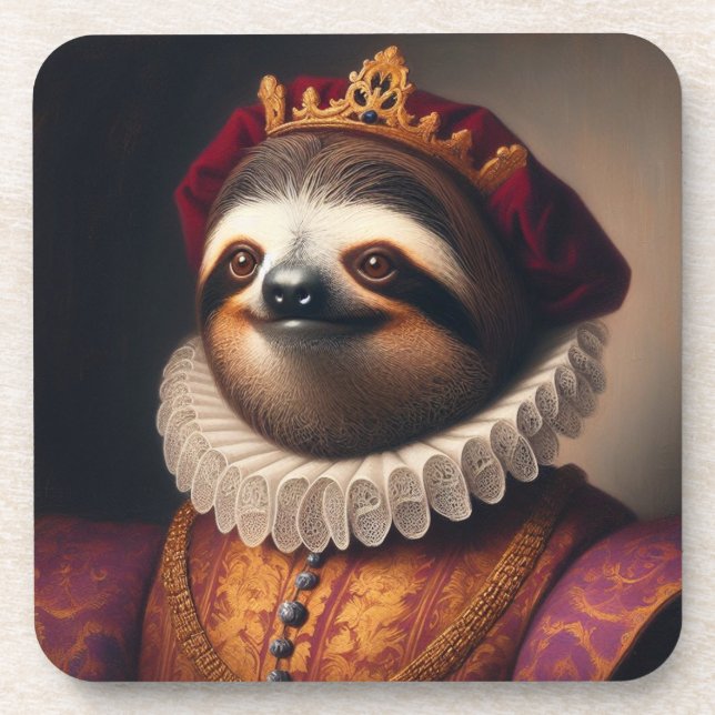 Sloth Renaissance King Getränkeuntersetzer (Vorderseite)