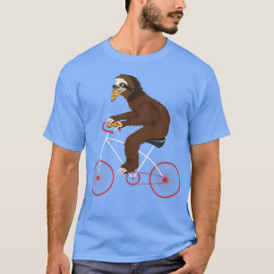 Sloth Riding a Bicycle Eating Pizza Funny Animal B T-Shirt