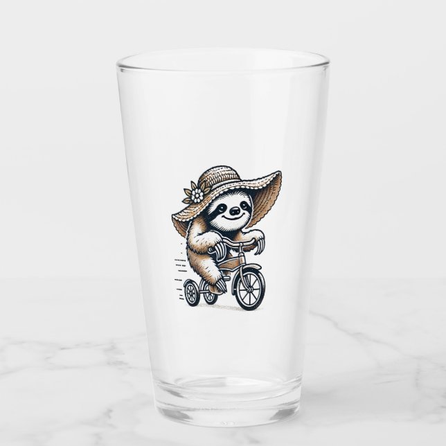 Sloth Riding Bike Glas (Vorderseite)