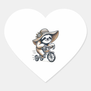 Sloth Riding Bike Herz-Aufkleber