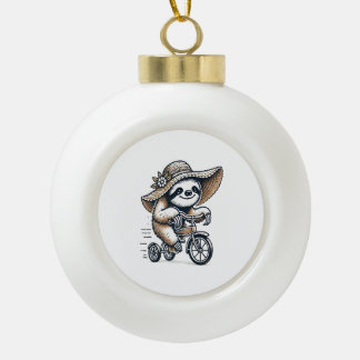 Sloth Riding Bike Keramik Kugel-Ornament