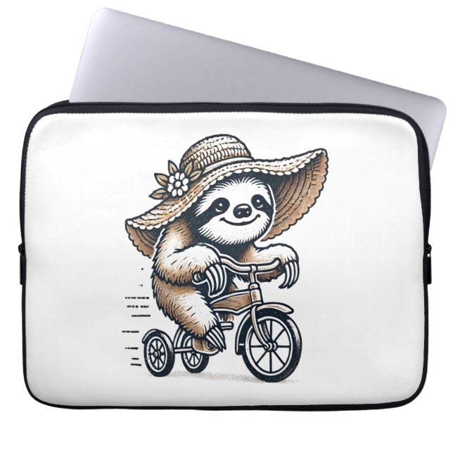 Sloth Riding Bike Laptopschutzhülle (Vorderseite)