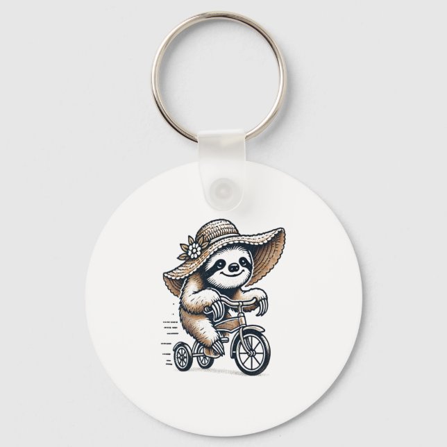 Sloth Riding Bike Schlüsselanhänger (Vorderseite)
