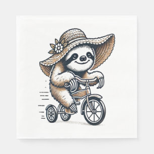 Sloth Riding Bike Serviette