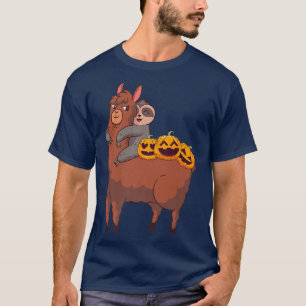 Sloth Riding Llama Lazy Halloween Kostümtiere T-Shirt