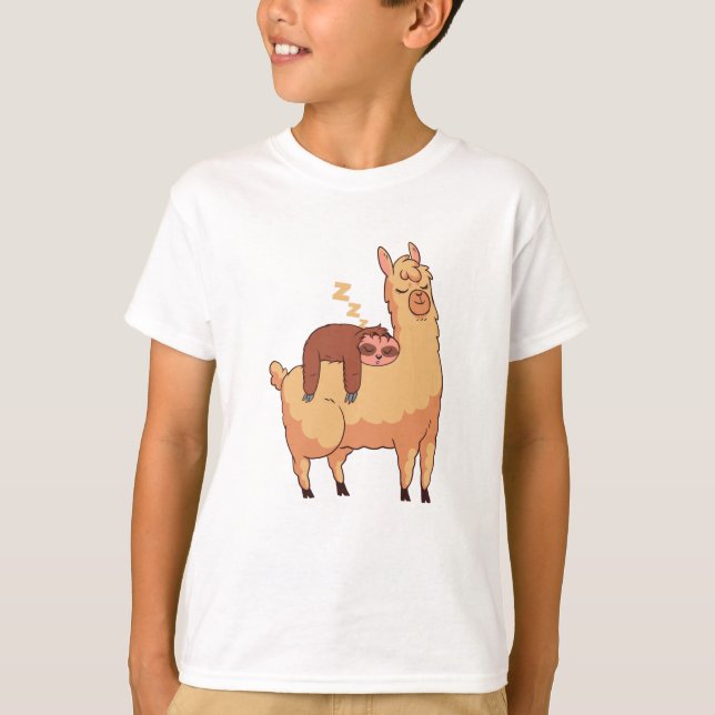 Sloth Riding Llama T-Shirt (Vorderseite)