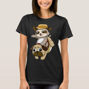 Sloth Riding Mops Hunde Kinder T-Shirt
