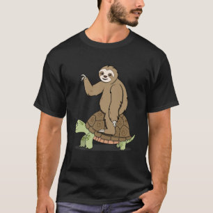 Sloth Riding Turtle Lazy and Slow T-Shirt