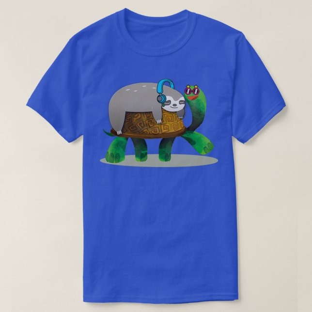 Sloth Riding Turtle Lazy Sloth Gift T-Shirt (Design vorne)
