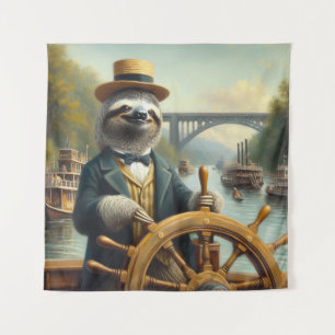 Sloth Riverboat Captain Wandteppich