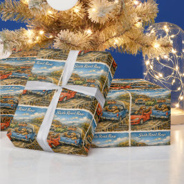 Sloth Road Rage – Rockwell‑Inspired Watercolor Car Geschenkpapier