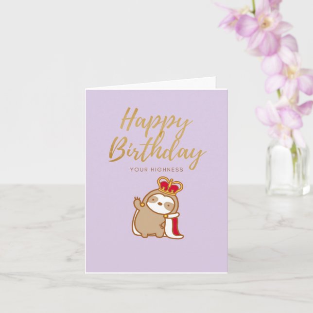 Sloth Royalty Birthday Card Karte (Orchidee)