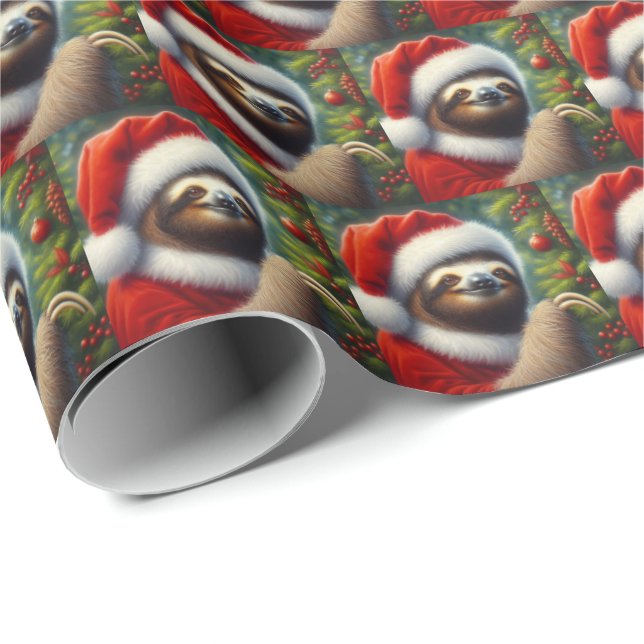 Sloth Santa Claus Geschenkpapier (Rolleneckpunkt)