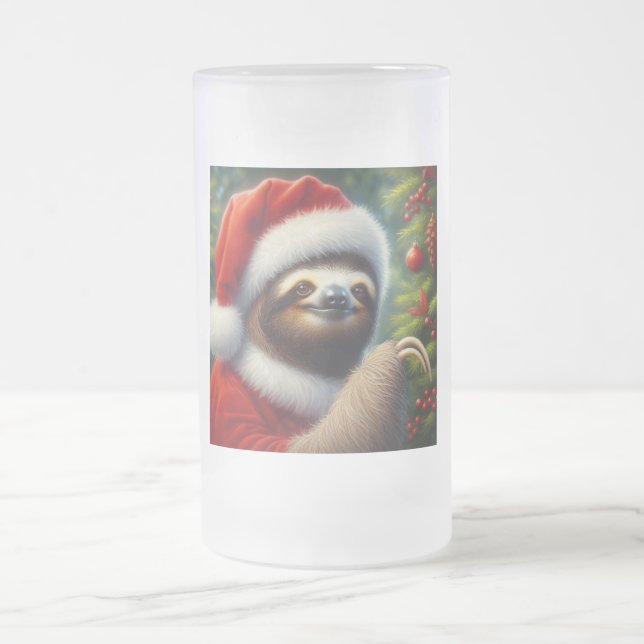 Sloth Santa Claus Mattglas Bierglas (Mittel)