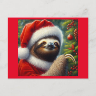 Sloth Santa Claus Postkarte