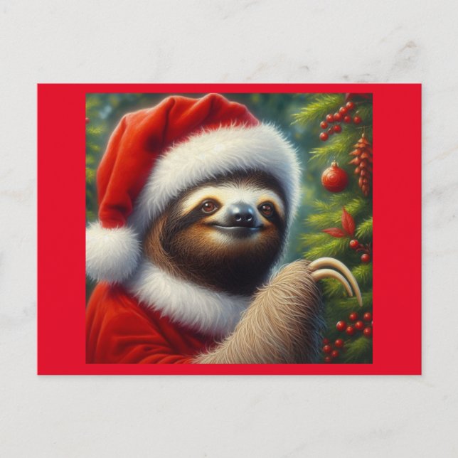 Sloth Santa Claus Postkarte (Vorderseite)