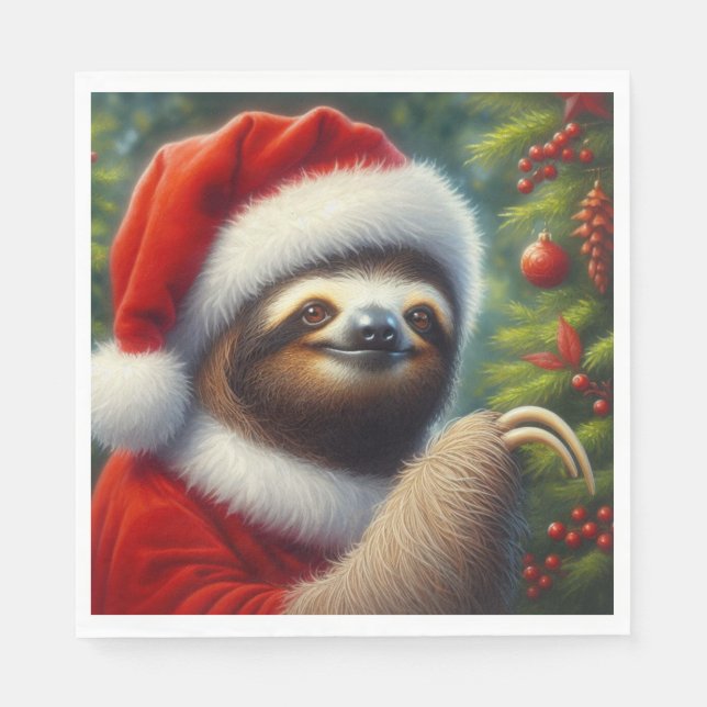 Sloth Santa Claus Serviette (Vorderseite)