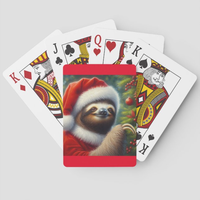 Sloth Santa Claus Spielkarten (Rückseite)