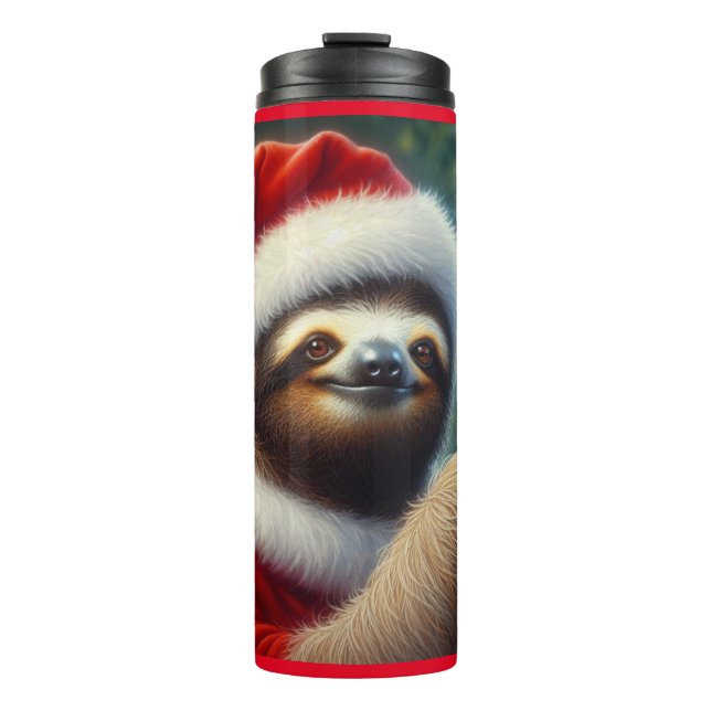 Sloth Santa Claus Thermosbecher (Vorderseite)