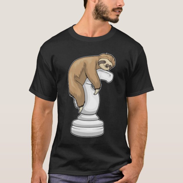Sloth Schess Stück Knight Schach T-Shirt (Vorderseite)