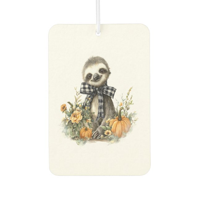 Sloth Shirt Animals Autumn Pumpkin Autolufterfrischer (Vorderseite)