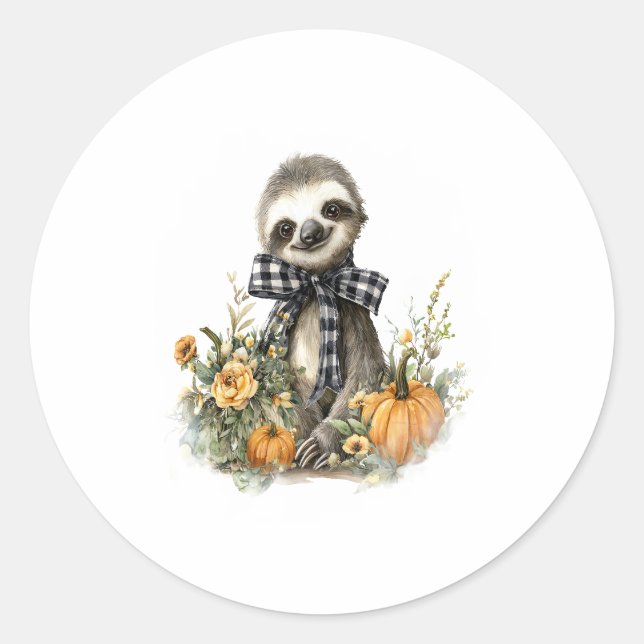 Sloth Shirt Animals Autumn Pumpkin Runder Aufkleber (Vorderseite)
