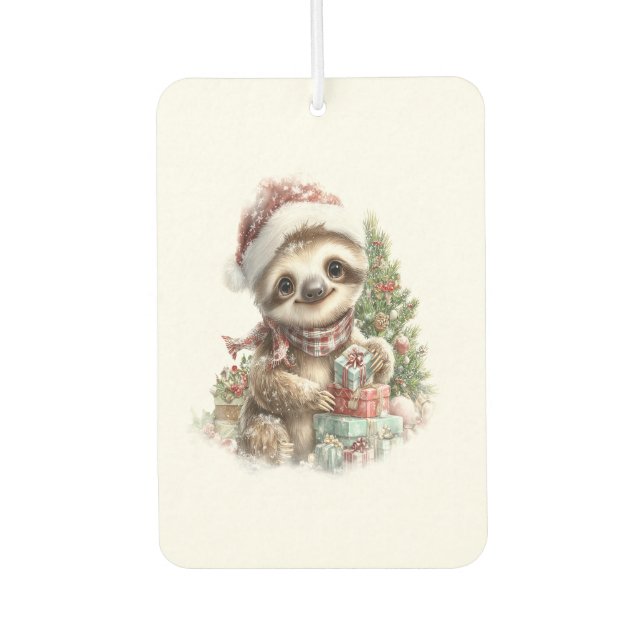 Sloth Shirt Christmas Santa Hat Autolufterfrischer (Vorderseite)