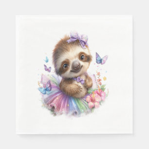 Sloth Shirt Safari Rainbow Summer Serviette