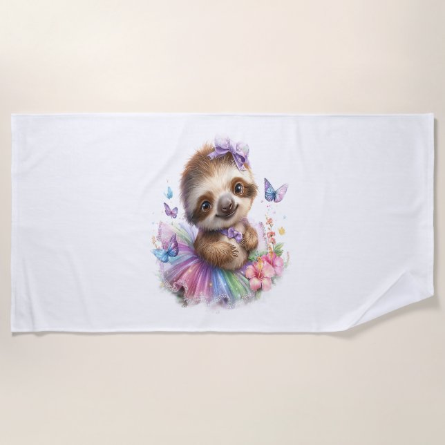 Sloth Shirt Safari Rainbow Summer Strandtuch (Vorderseite)