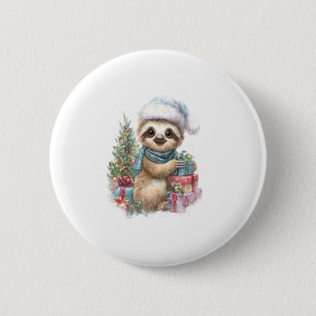 Sloth Shirt Safari Weihnachten Weihnachten Button (Vorderseite)