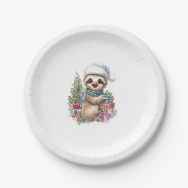 Sloth Shirt Safari Weihnachten Weihnachten Pappteller (Vorderseite)