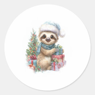 Sloth Shirt Safari Weihnachten Weihnachten Runder Aufkleber