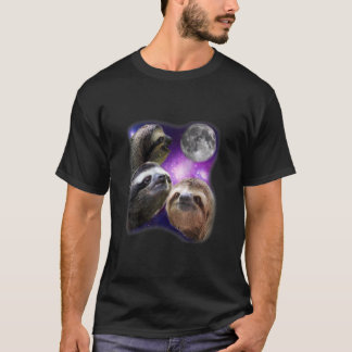 Sloth Shirt - Three Sloths Moon Parody Wolf Meme S