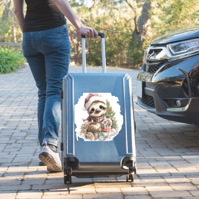 Sloth Shirt Weihnachtsfeier Weihnachtsmannmütze Aufkleber (Koffer Insitu)