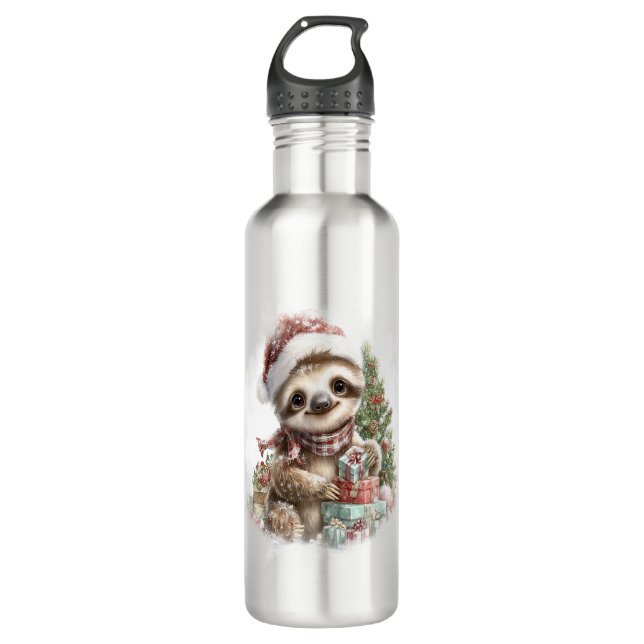 Sloth Shirt Weihnachtsfeier Weihnachtsmannmütze Edelstahlflasche