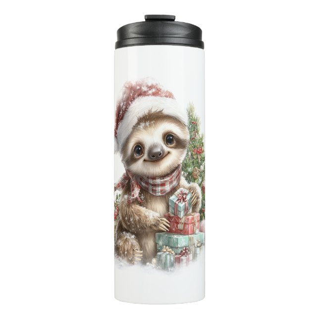 Sloth Shirt Weihnachtsfeier Weihnachtsmannmütze Thermosbecher (Vorderseite)