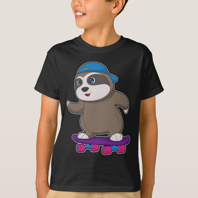 Sloth Skater Skateboard Sports T-Shirt (Vorderseite)