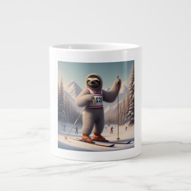 Sloth Skiing Jumbo-Tasse (Vorderseite)