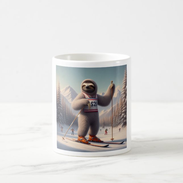 Sloth Skiing Kaffeetasse (Mittel)